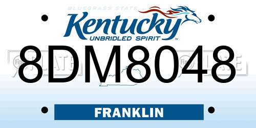 8DM8048 Kentucky License Plate