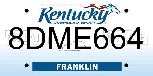 8DME664 Kentucky License Plate