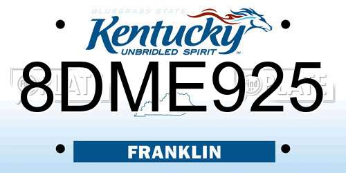 8DME925 Kentucky License Plate