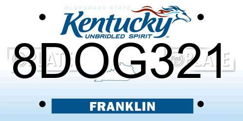 8DOG321 Kentucky License Plate