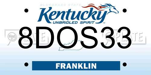 8DOS33 Kentucky License Plate
