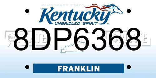 8DP6368 Kentucky License Plate