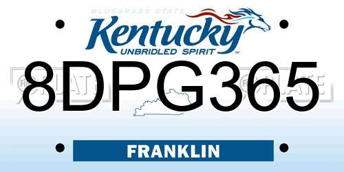 8DPG365 Kentucky License Plate