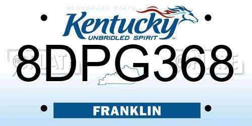8DPG368 Kentucky License Plate