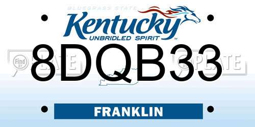 8DQB33 Kentucky License Plate
