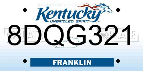 8DQG321 Kentucky License Plate