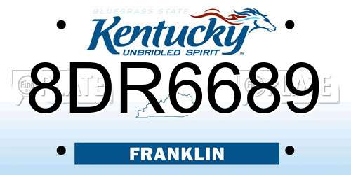 8DR6689 Kentucky License Plate