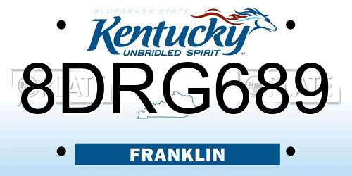 8DRG689 Kentucky License Plate