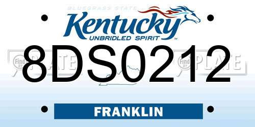 8DS0212 Kentucky License Plate