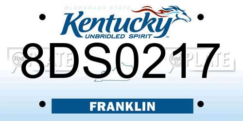 8DS0217 Kentucky License Plate