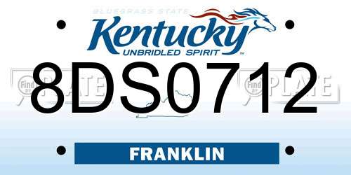 8DS0712 Kentucky License Plate