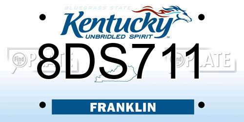 8DS711 Kentucky License Plate