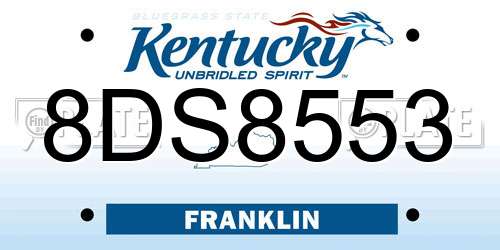 8DS8553 Kentucky License Plate