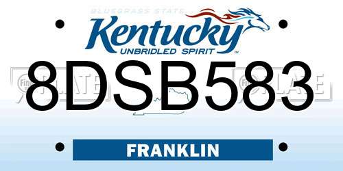 8DSB583 Kentucky License Plate