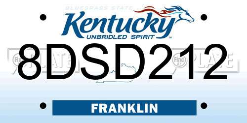 8DSD212 Kentucky License Plate