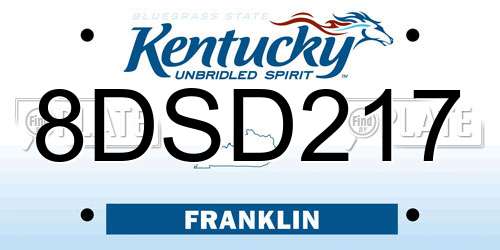 8DSD217 Kentucky License Plate