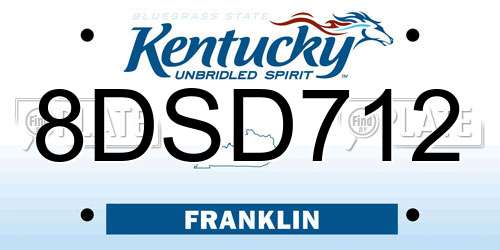 8DSD712 Kentucky License Plate