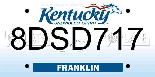 8DSD717 Kentucky License Plate