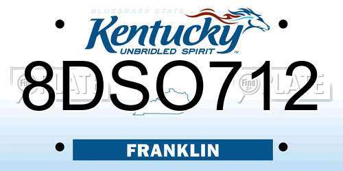 8DSO712 Kentucky License Plate
