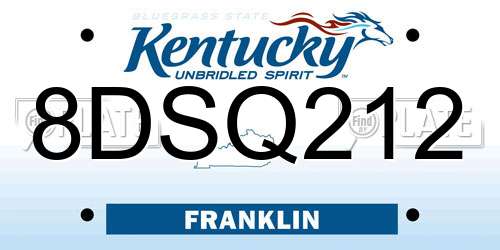 8DSQ212 Kentucky License Plate
