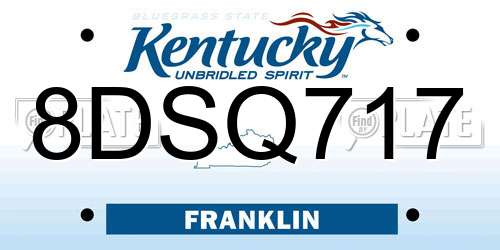 8DSQ717 Kentucky License Plate