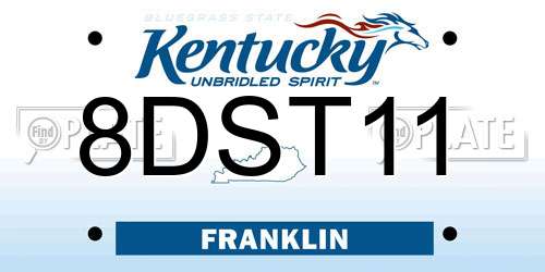 8DST11 Kentucky License Plate