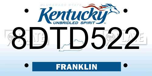 8DTD522 Kentucky License Plate