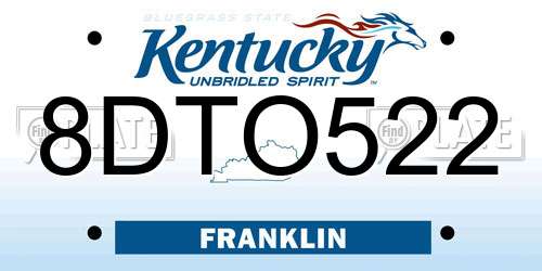 8DTO522 Kentucky License Plate
