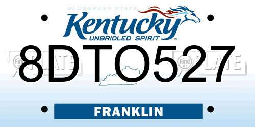 8DTO527 Kentucky License Plate