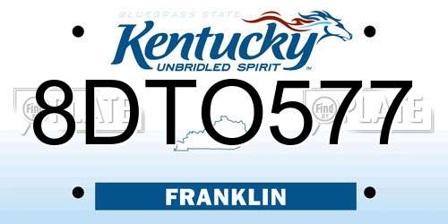 8DTO577 Kentucky License Plate