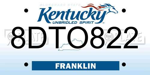 8DTO822 Kentucky License Plate
