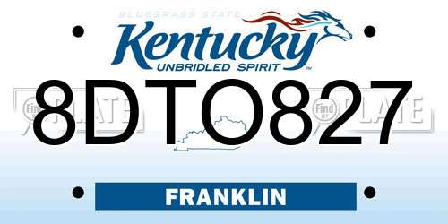 8DTO827 Kentucky License Plate