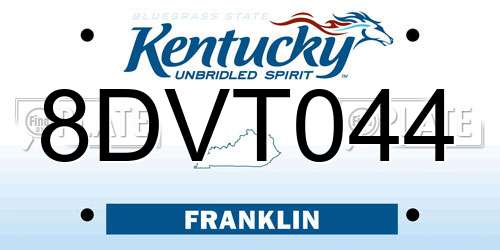8DVT044 Kentucky License Plate