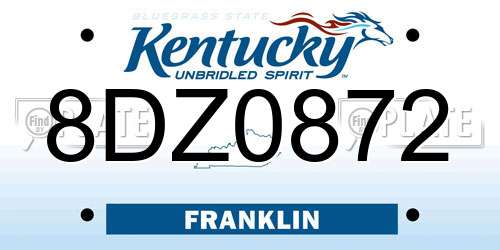 8DZ0872 Kentucky License Plate