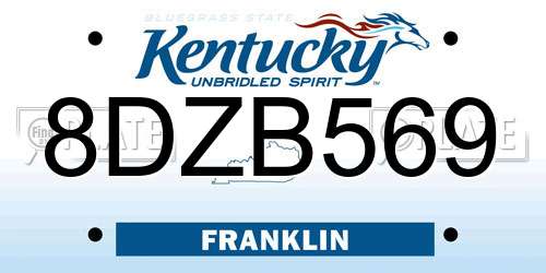 8DZB569 Kentucky License Plate