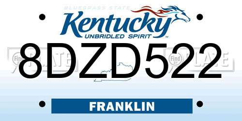 8DZD522 Kentucky License Plate