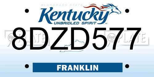8DZD577 Kentucky License Plate