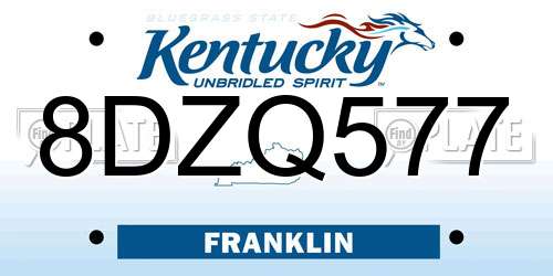 8DZQ577 Kentucky License Plate