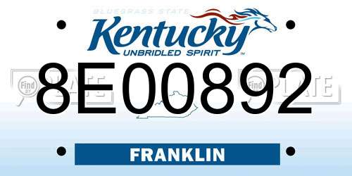 8E00892 Kentucky License Plate