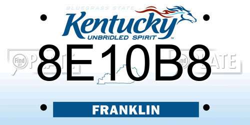 8E10B8 Kentucky License Plate