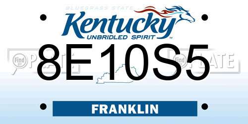 8E10S5 Kentucky License Plate