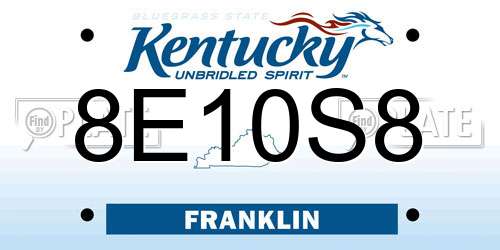 8E10S8 Kentucky License Plate