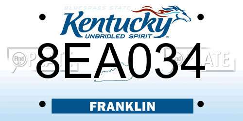 8EA034 Kentucky License Plate