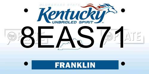 8EAS71 Kentucky License Plate