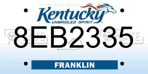 8EB2335 Kentucky License Plate