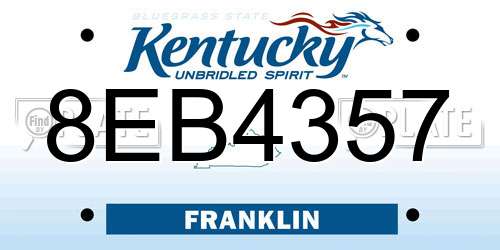 8EB4357 Kentucky License Plate