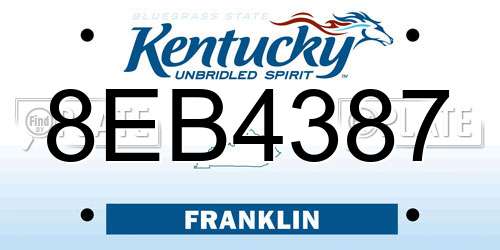 8EB4387 Kentucky License Plate