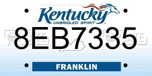 8EB7335 Kentucky License Plate