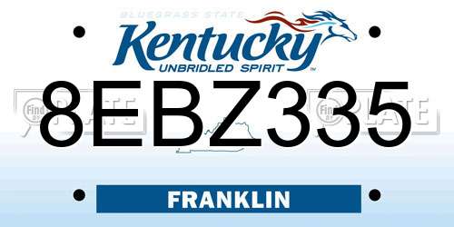 8EBZ335 Kentucky License Plate