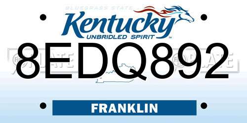 8EDQ892 Kentucky License Plate